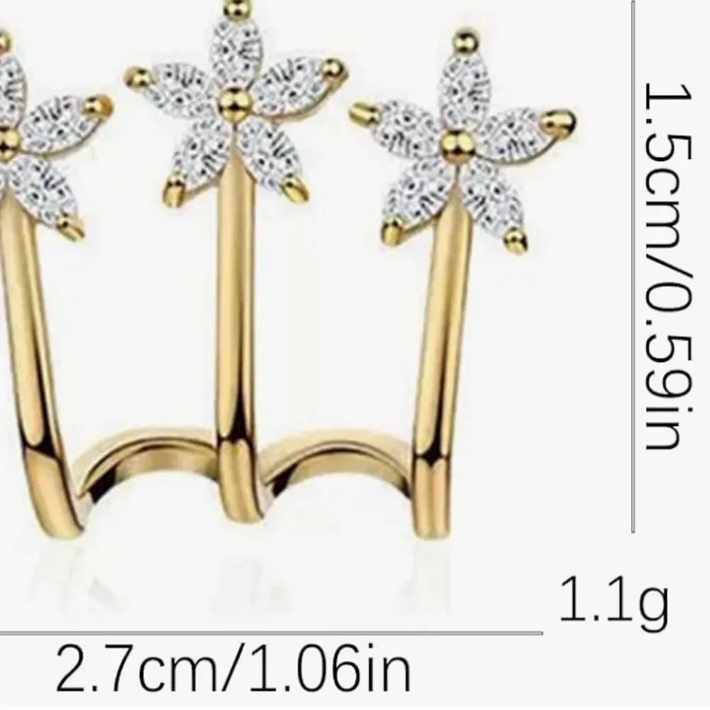 NEW 14K Gold Plated Gold Flower Ear Wrap Earrings
